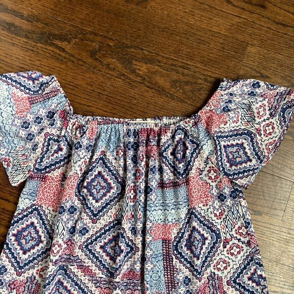 NO COMMENT Drop Shoulder Top/DRESS/ Tunic Pullover Blouse/DRESS Geometric PRINT - Picture 4 of 6